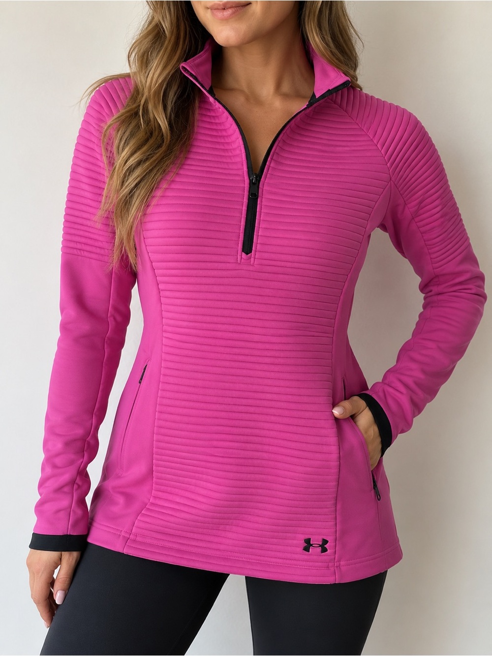 Under Armour ColdGear Women’s Pink Textured 1/2 Zip Pullover Size M